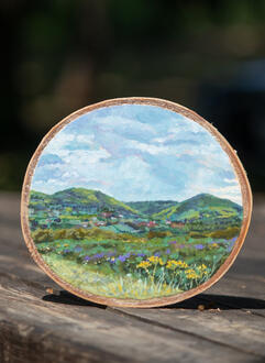 Acrylic on wood slice 16x15 cm