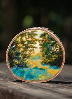 Acrylic on wood slice 16x15 cm