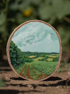 Acrylic on wood slice 15x16 cm